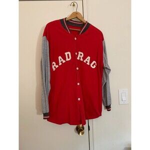 Vintage Rad Rag Varsity Shacket Shirt Jacket Women's Large Red Logo Button-Up